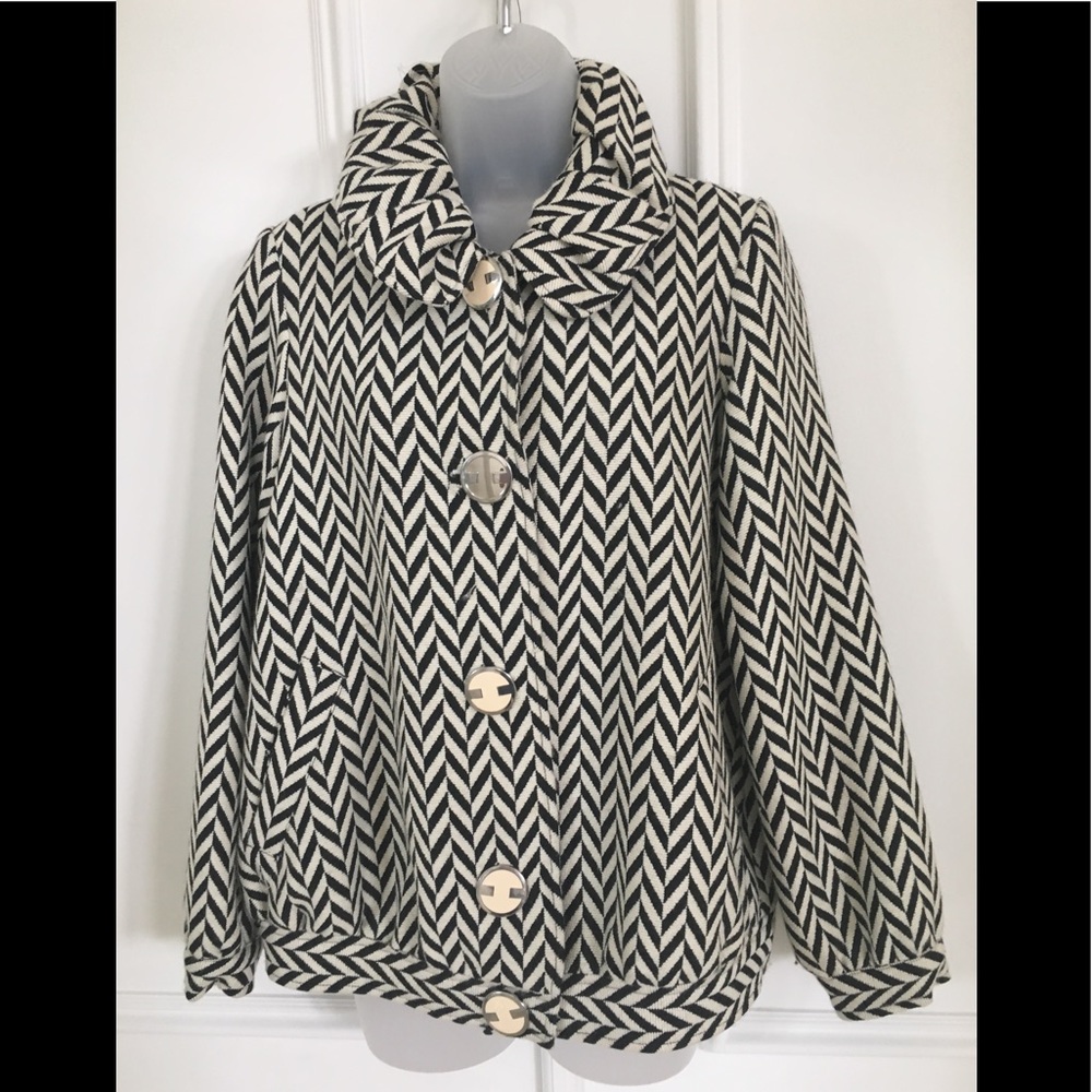 Tibi Chevron Pattern Black and White Jacket